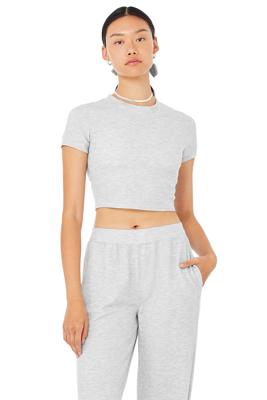 Alo Yoga high-waist micro waffle low key leggins size small color grey