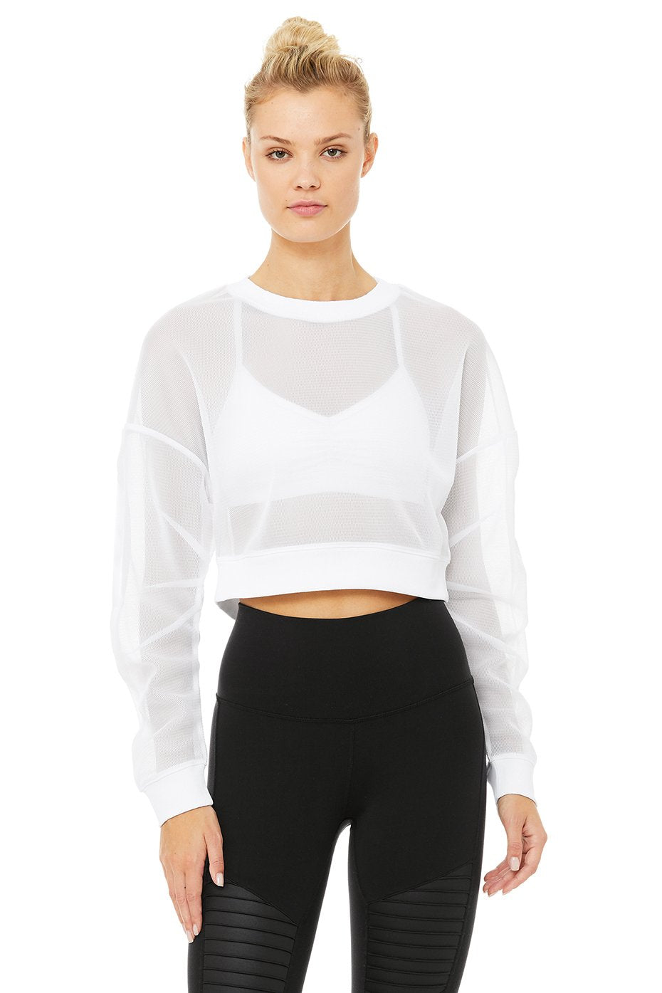 Row Long Sleeve Top in White by Alo Yoga - Work Well Daily