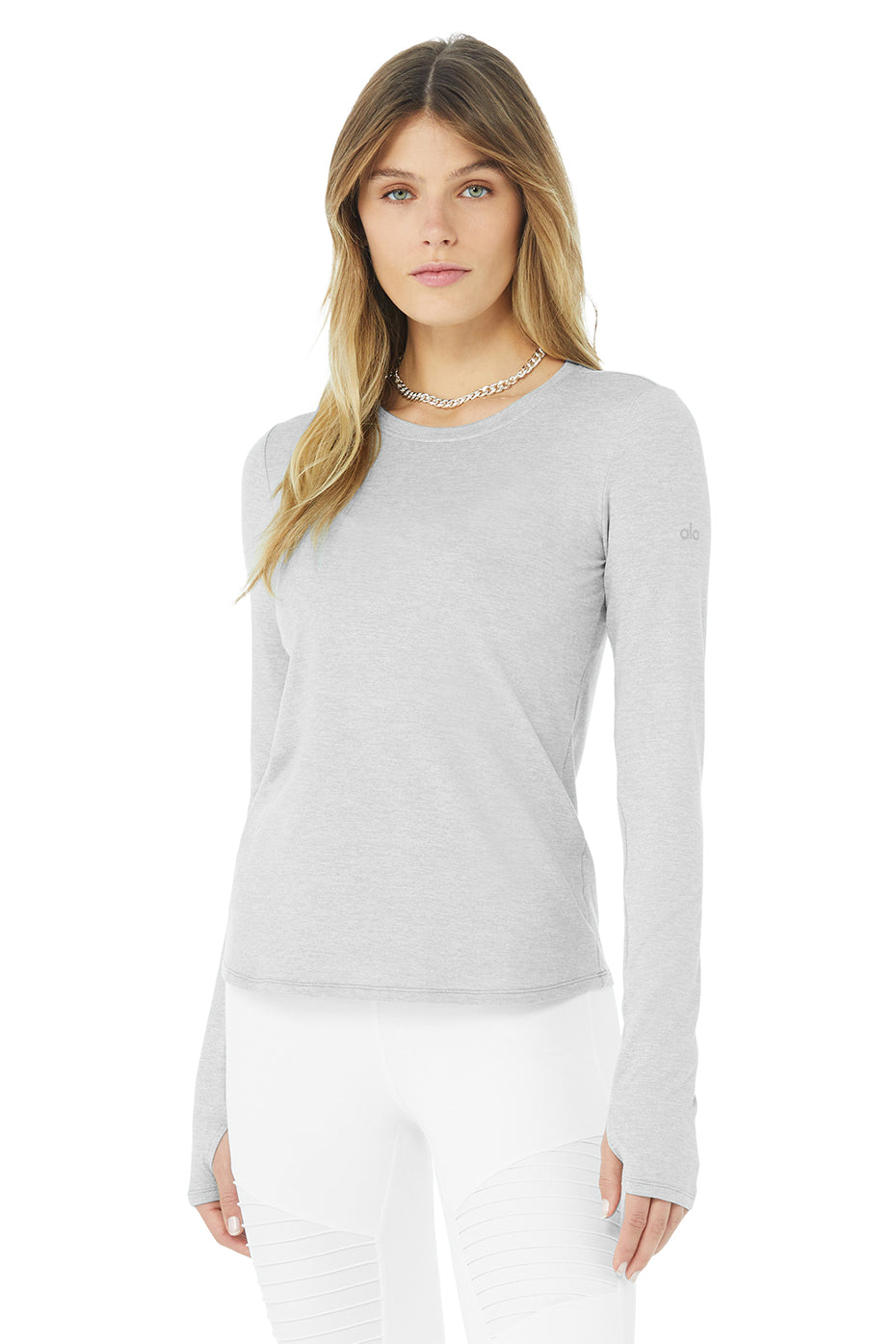 Alosoft Finesse Long Sleeve Top in Athletic Heather Grey by Alo Yoga - Work  Well Daily