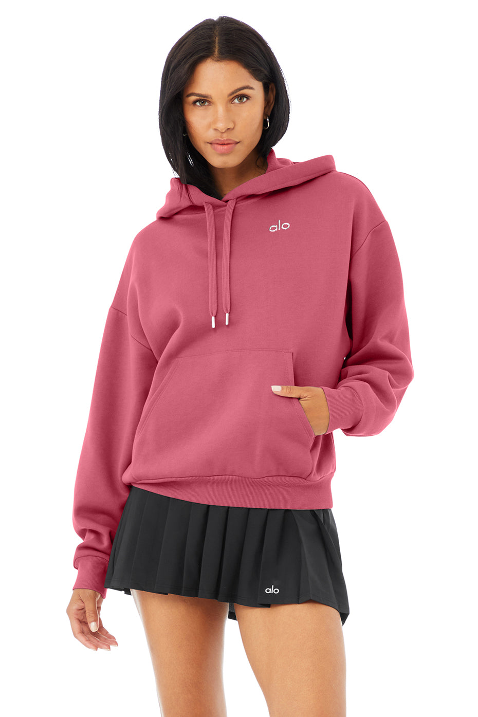Accolade Hoodie in Raspberry Sorbet by Alo Yoga - Work Well Daily