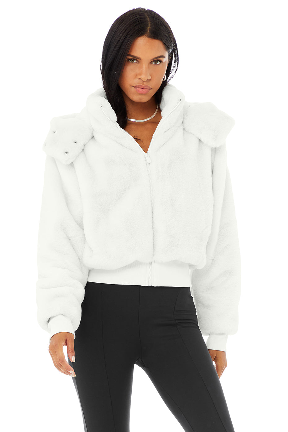 Faux Fur Foxy Jacket in Ivory by Alo Yoga - Work Well Daily