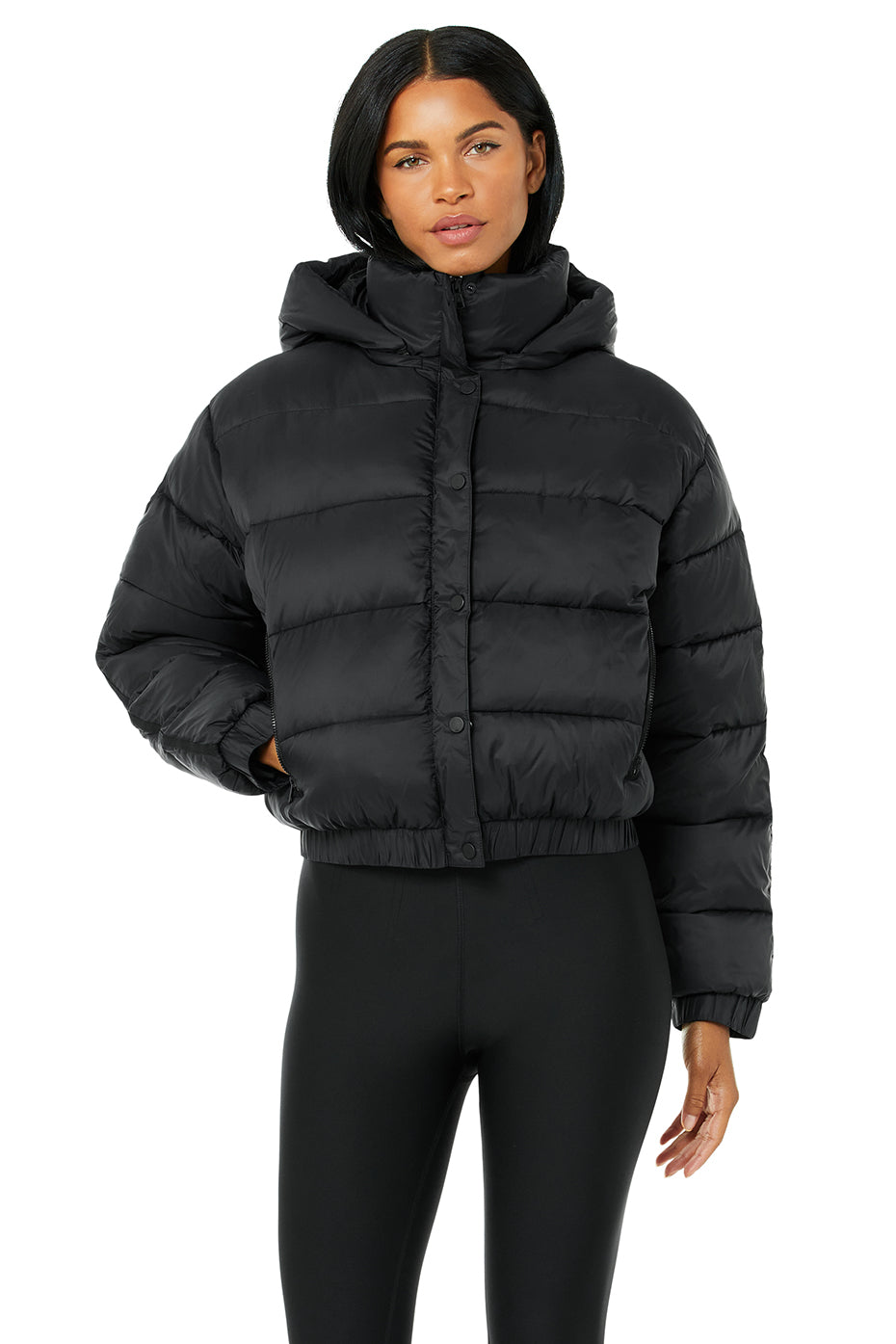 Aspen Love Puffer Jacket in Black by Alo Yoga - Work Well Daily