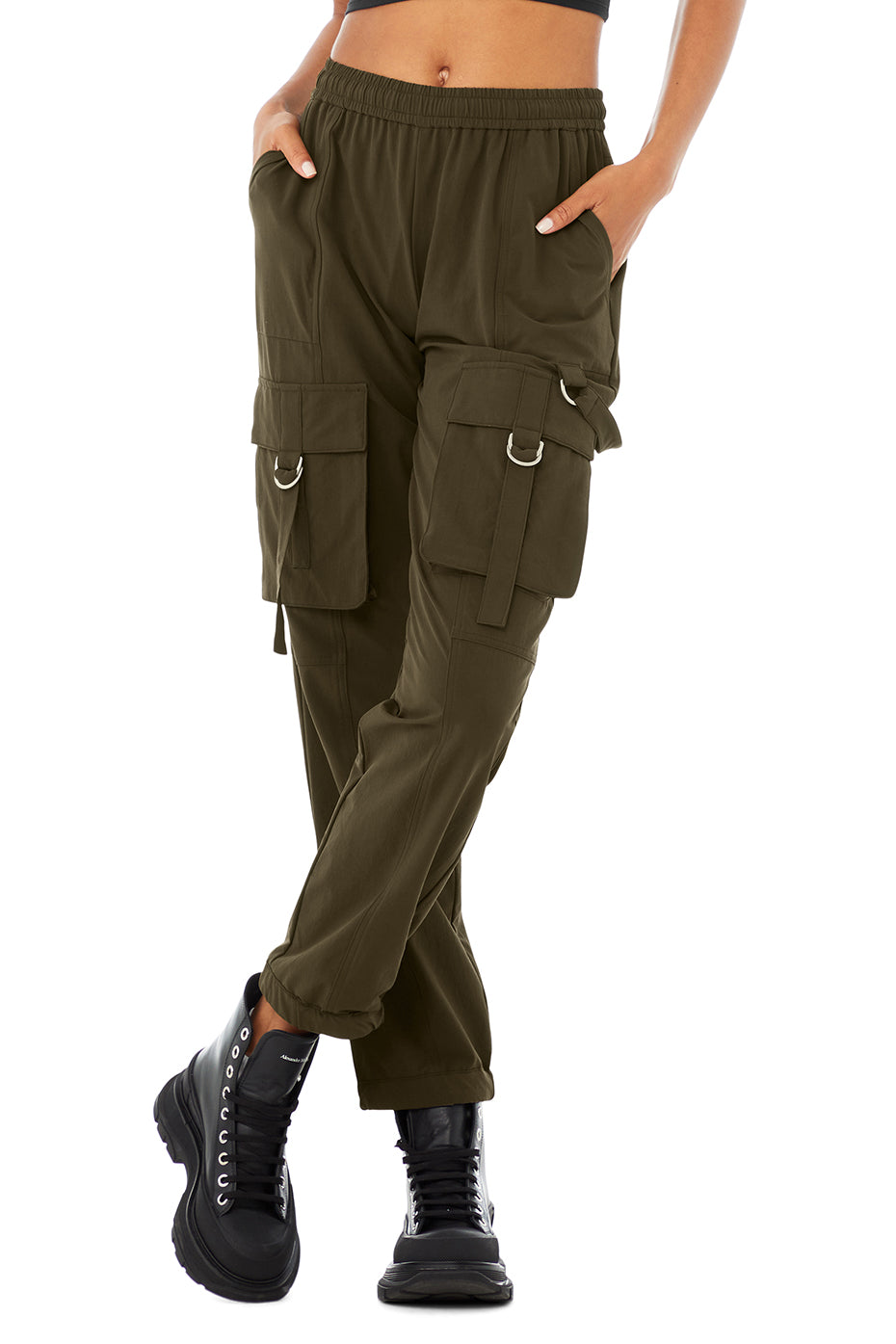High-Waist City Wise Cargo Pants in Dark Olive by Alo Yoga - Work
