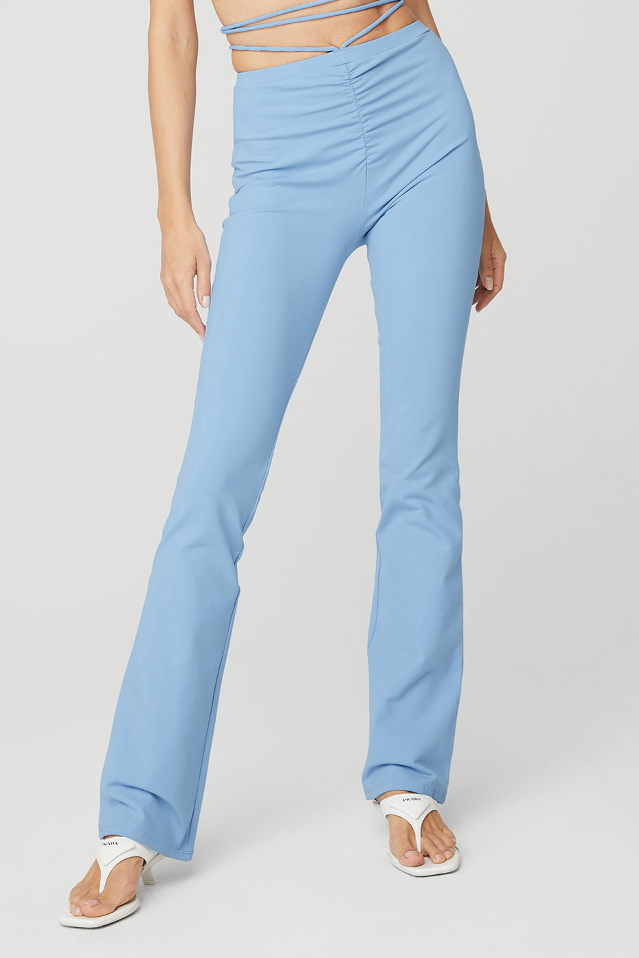 Airbrush High-Waist Cinch Flare Legging in Tile Blue by Alo Yoga - Work  Well Daily