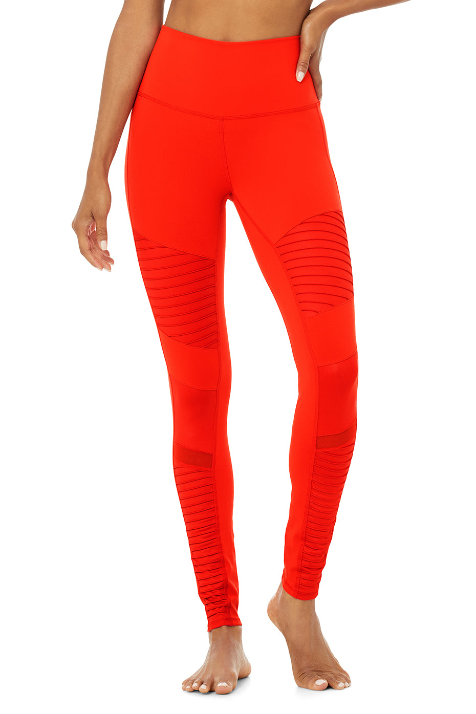High-Waist Moto Legging in Cherry by Alo Yoga - Work Well Daily
