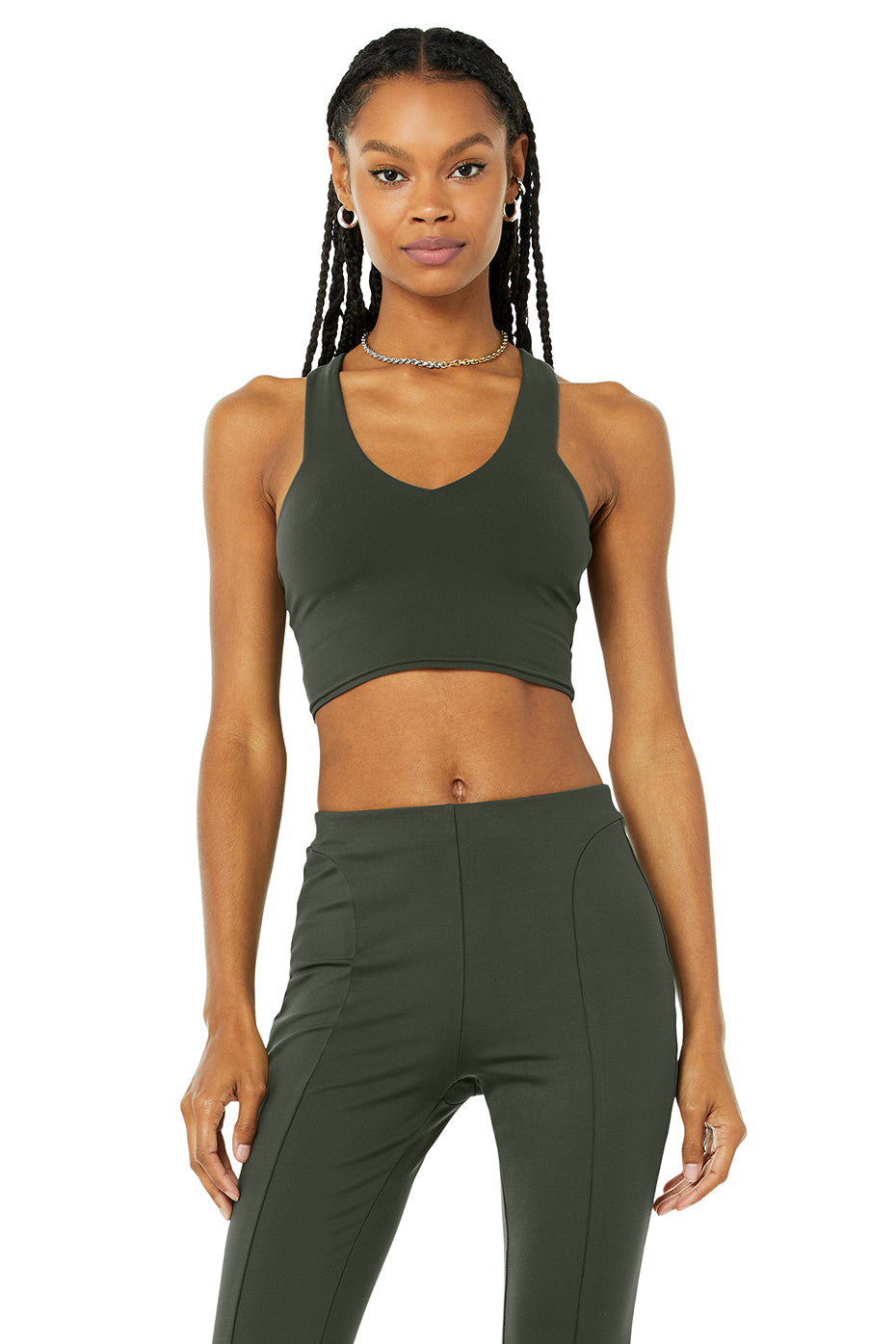 Airbrush Real Bra Tank Top in Dark Cactus by Alo Yoga - Work Well Daily