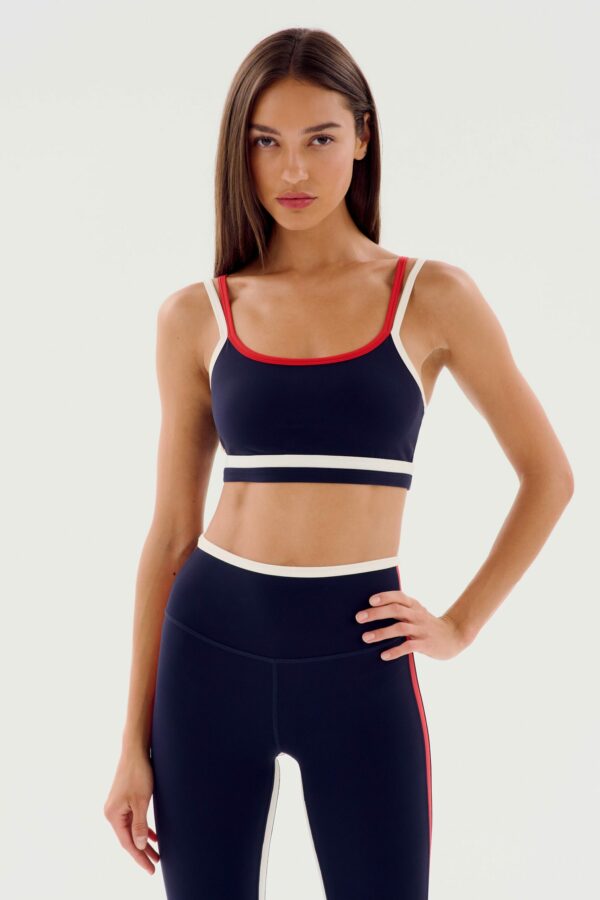 SPLITS59 | Eva Rigor Double Strap Bra - Indigo/White