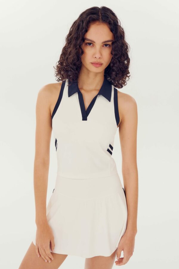 SPLITS59 | Austin Airweight Crop Polo - White/Indigo