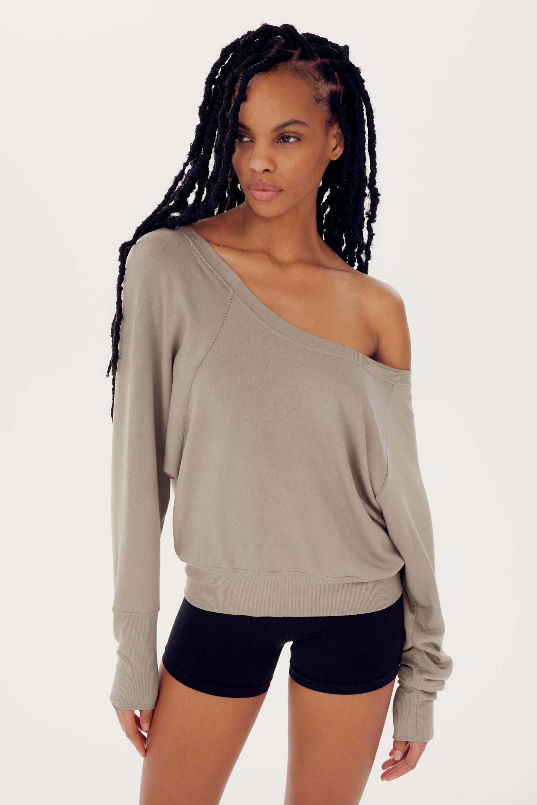 SPLITS59 | Indy Dolman Fleece Sweatshirt - Latte