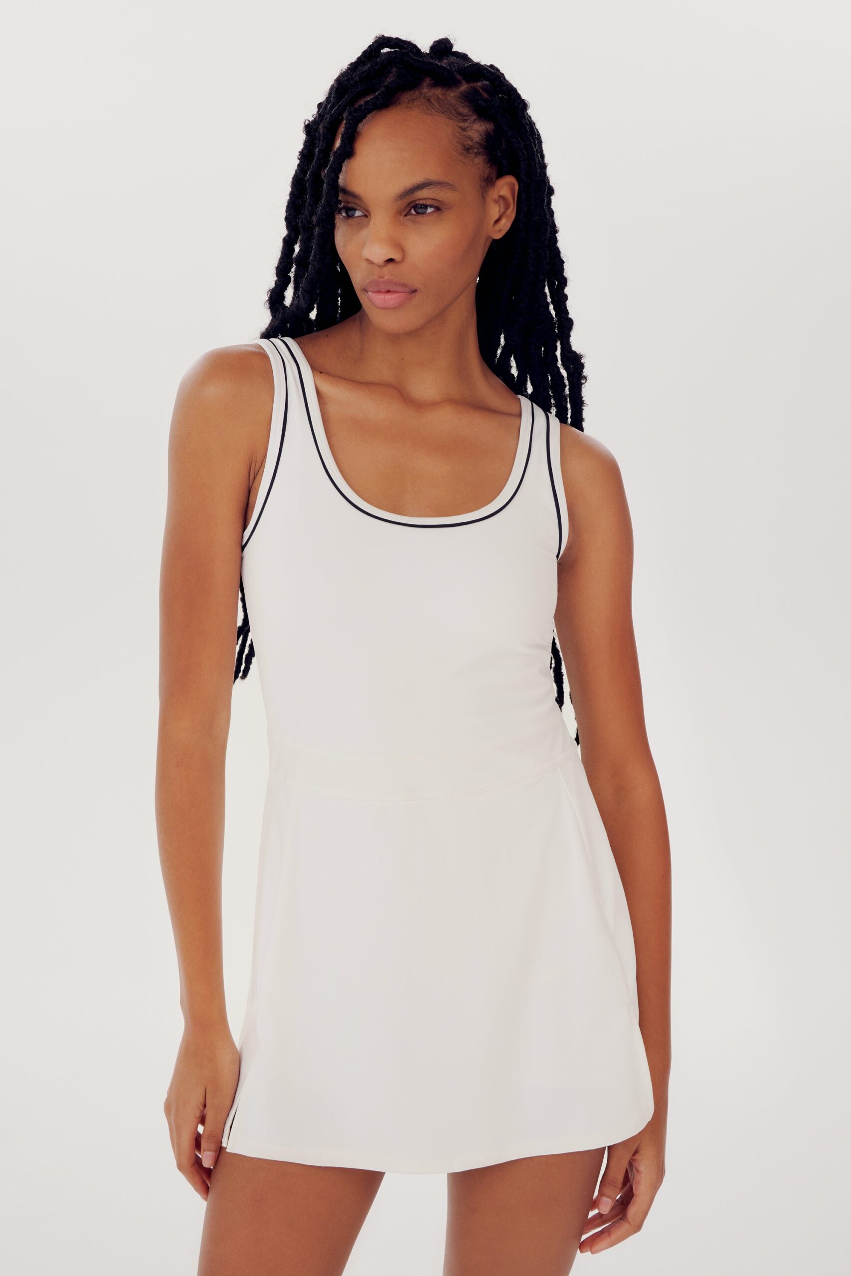 SPLITS59 | Martina Rigor Dress W/Piping - White
