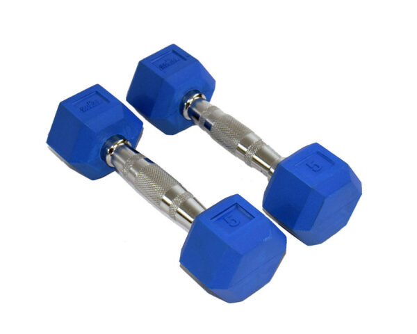 Perform Better | Rubber Hex Aerobic Dumbbells (Pair): 5 lb.