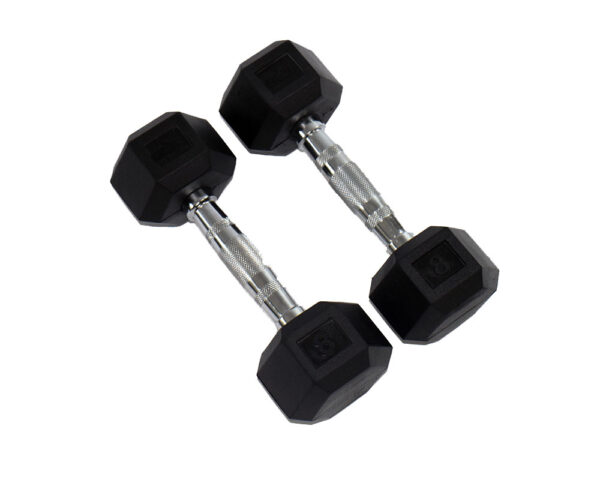 Perform Better | Rubber Hex Aerobic Dumbbells (Pair): 8 lb.