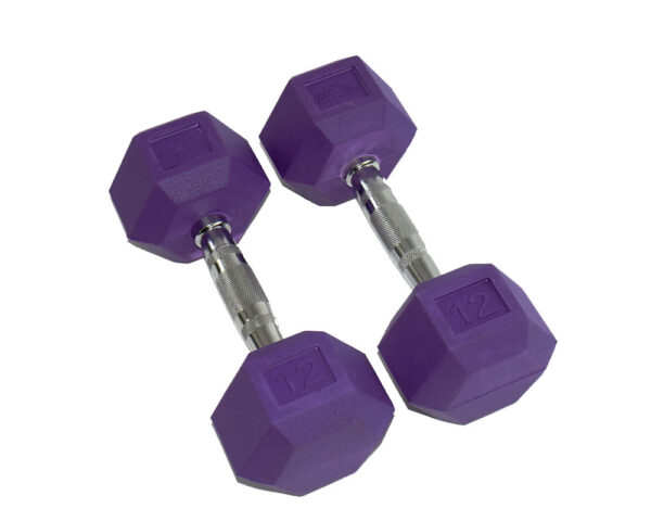 Perform Better | Rubber Hex Aerobic Dumbbells (Pair): 12 lb.