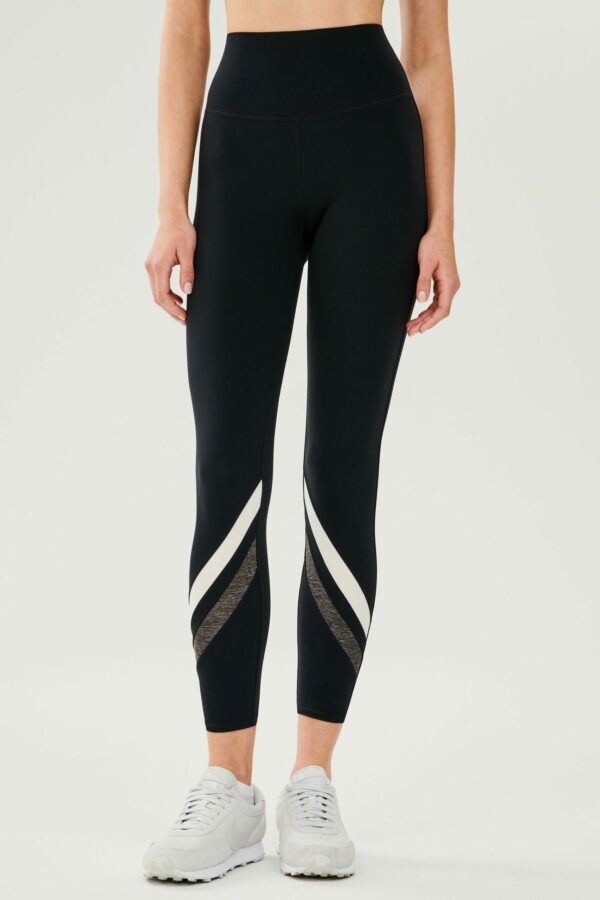 SPLITS59 | Chevron Airweight High Waist 7/8 - Black/Vintage White/Heather Grey