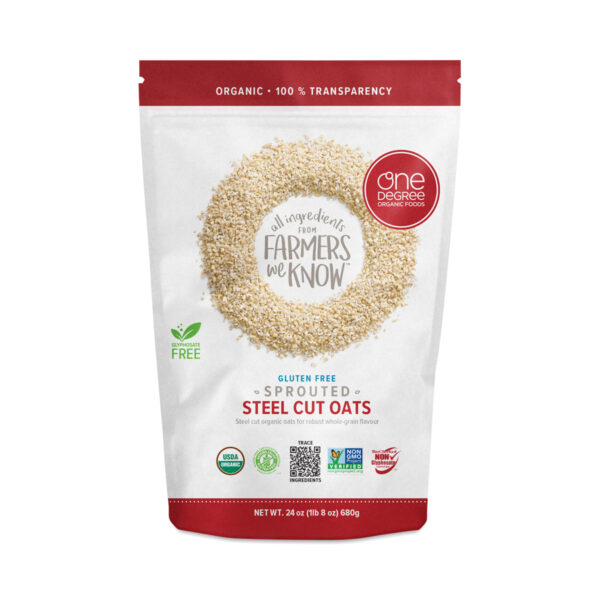 One Degree Organic Foods Sprouted Steel Cut Oats 24 oz bag