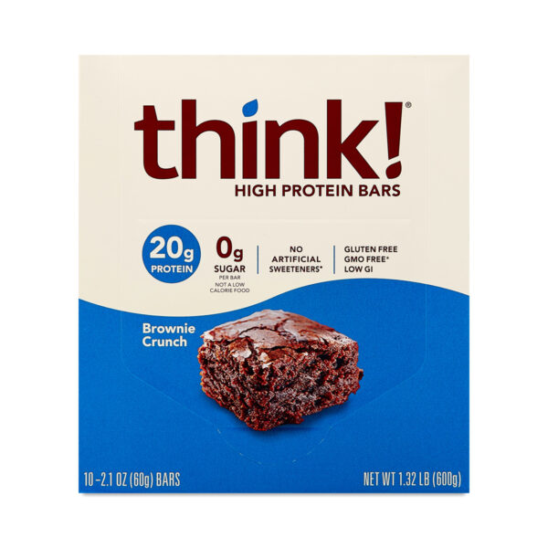 think! Protein Bars High Protein Bars, Brownie Crunch 10 bars (2.1 oz each)