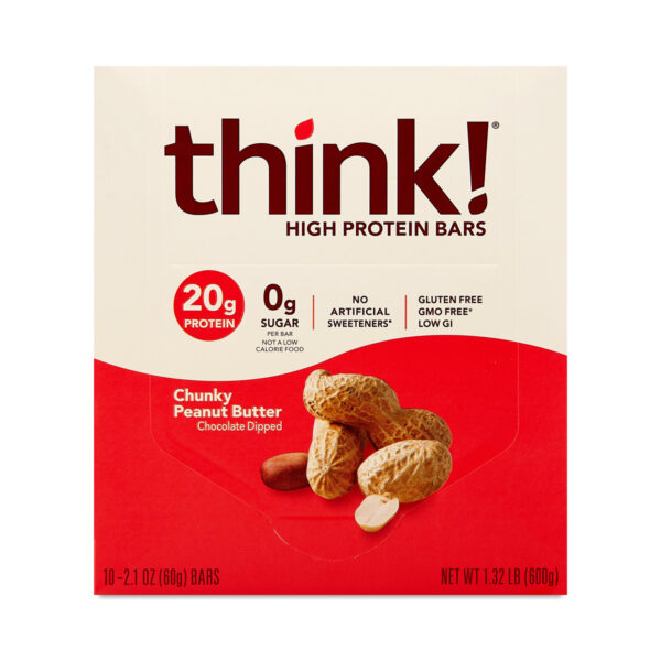 think! Protein Bars High Protein Bars, Chunky Peanut Butter 10 bars (2.1 oz each)