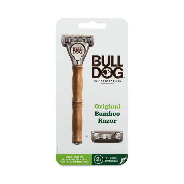 Bulldog Original Bamboo 5-Blade Razor with 2 Cartridges 1 set