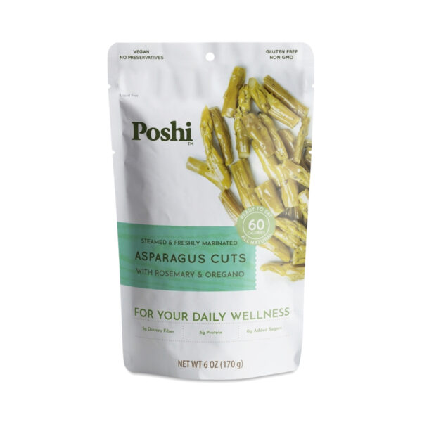 Poshi Steamed & Marinated Asparagus, Rosemary & Oregano 6 oz pouch