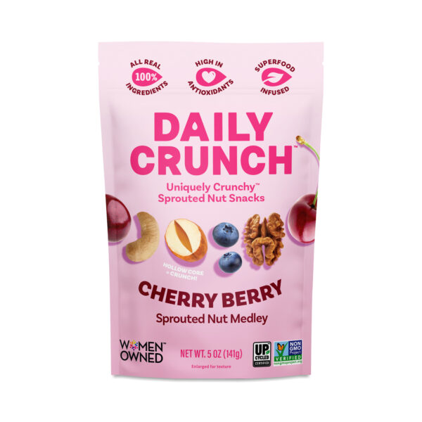 Daily Crunch Snacks Sprouted Nut Medley, Cherry Berry 5 oz pouch