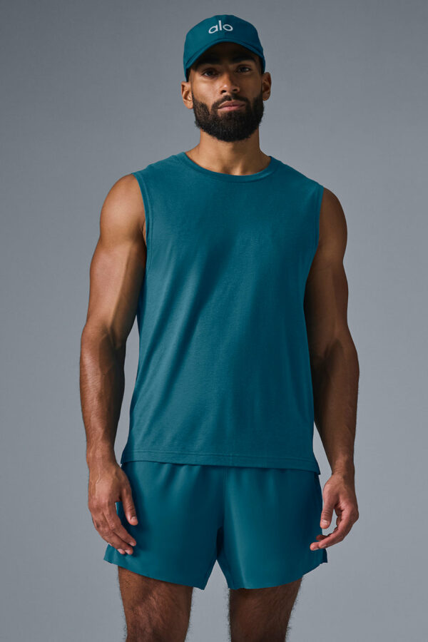 Alo Yoga® | The Triumph Muscle Tank Top in Oceanic Teal Blue