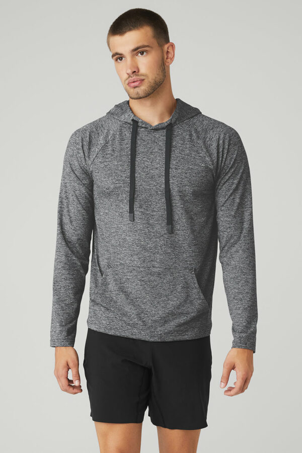 Alo Yoga® | The Conquer Hoodie in Graphite Marl Grey