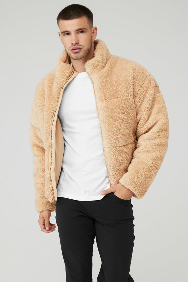 Alo Yoga® | Sherpa Stage Puffer Jacket in Camel Beige