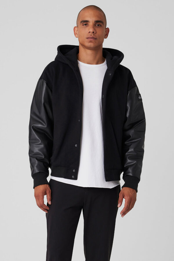 Alo Yoga® | Select Hooded Bomber Jacket in Black