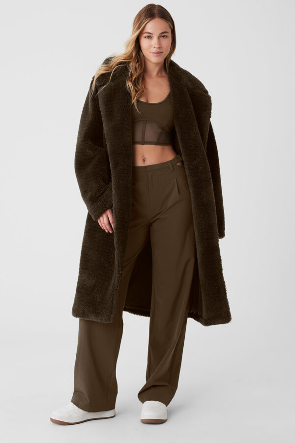 Alo Yoga® | Oversized Sherpa Trench Jacket in Espresso Brown