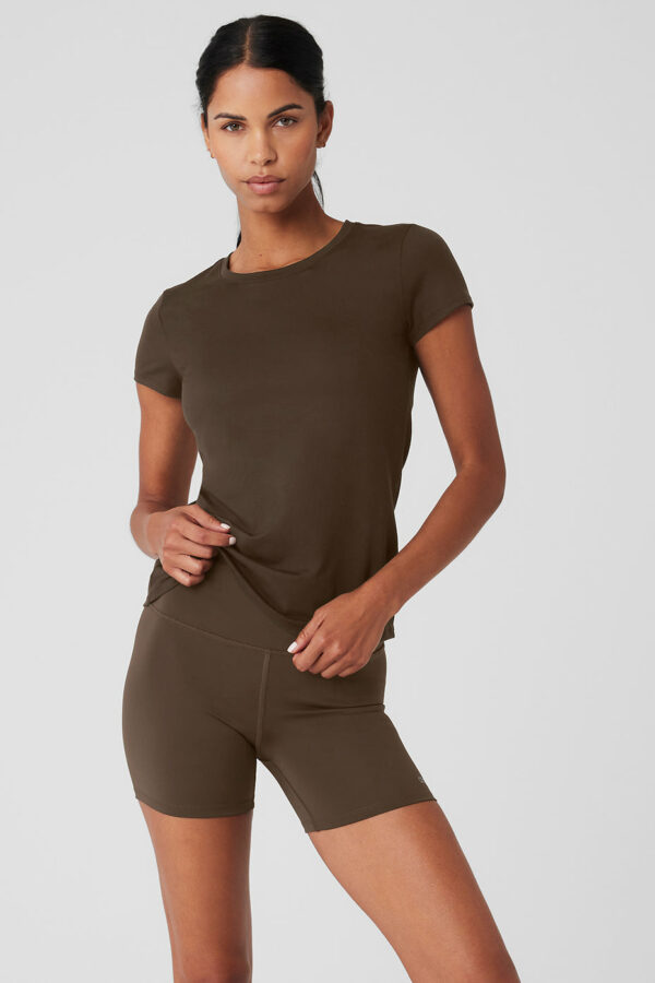 Alo Yoga® | All Day Short Sleeve Top in Espresso Brown