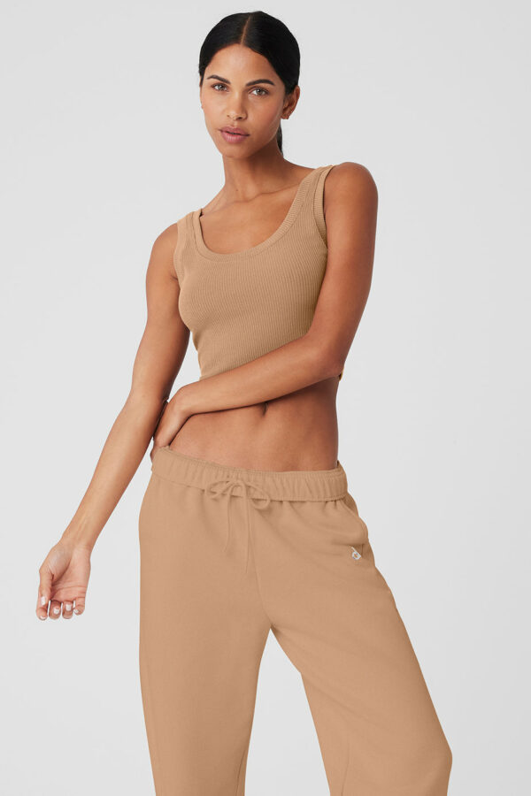 Alo Yoga® | Ribbed Wellness Tank Top in Toasted Almond Beige