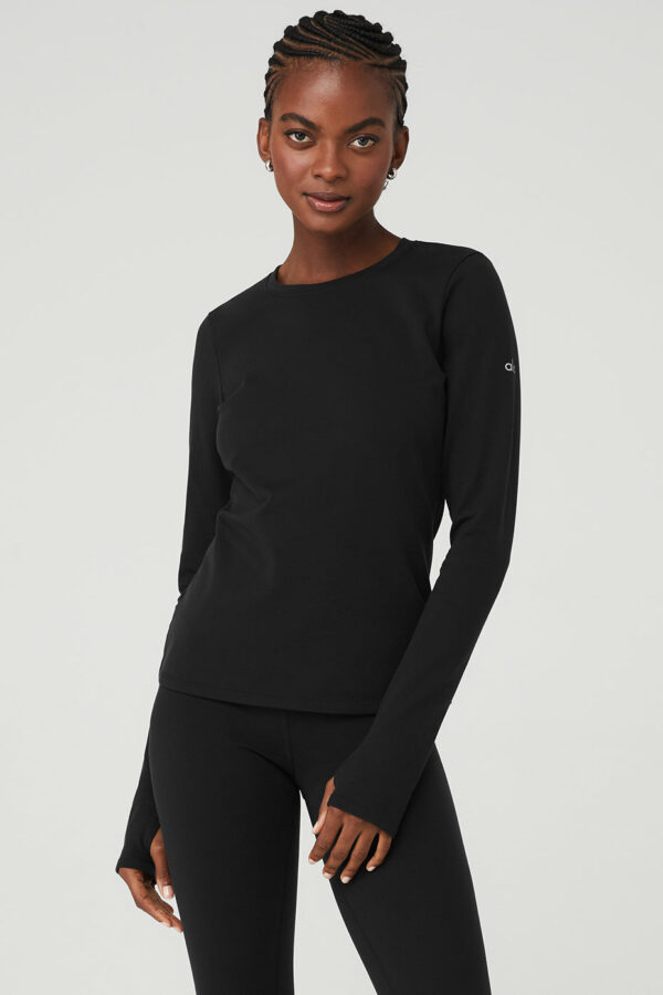 Alo Yoga® | Airbrush Winter Warm Nocturne Long Sleeve Jacket in Black