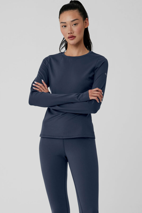 Alo Yoga® | Airbrush Winter Warm Nocturne Long Sleeve Jacket in Navy Blue