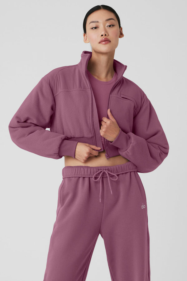 Alo Yoga® | Polar Fleece Cropped Wintry Mix Jacket in Soft Mulberry Purple