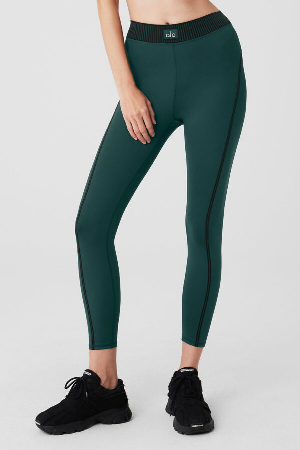 Alo Yoga® | Airlift High-Waist 7/8 Line Up Legging in Midnight Green