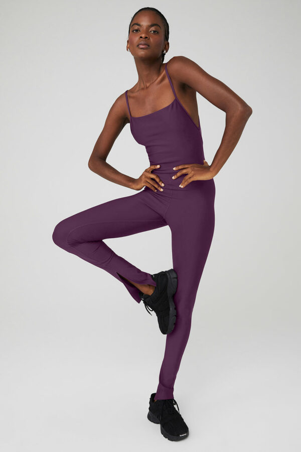 Alo Yoga® | Airlift Disco Daze Onesie in Dark Plum Purple