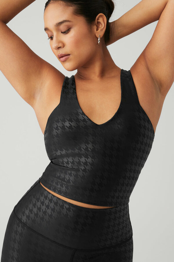 Alo Yoga® | Airlift Glimmer Houndstooth Real Bra Tank Top in Black