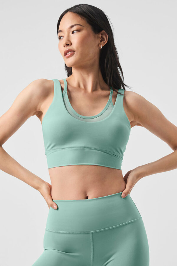 Alo Yoga® | Airlift Double Trouble Bra in Botanical Green